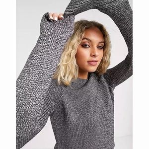 All Saints Zelda Chrome Sparkle Metallic Crew Neck Sweater Jumper Small